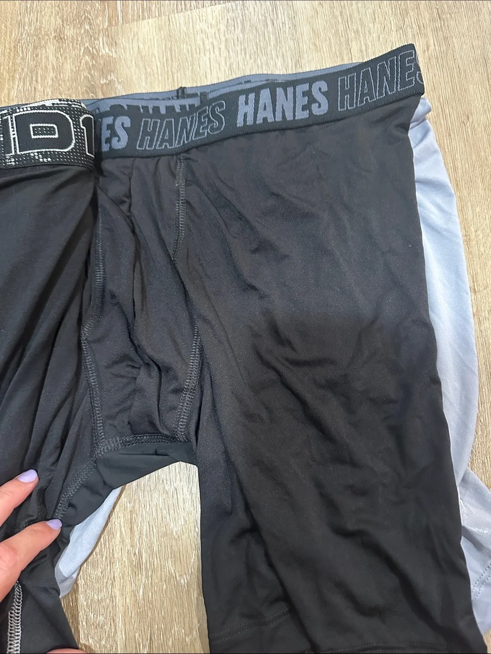 Hanes Men's Charcoal and Black Boxer Briefs with Logo Waistband set of 4